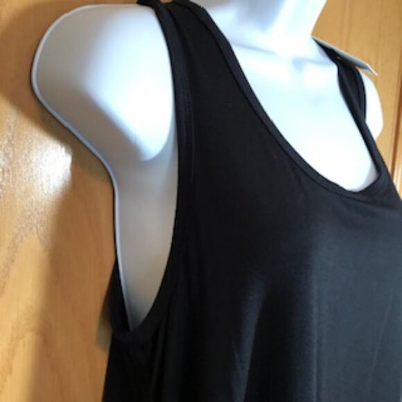NWT Cable & Gauge Black Sleeveless Long Tunic Tank XL Gathered Hem on 1 Side - Picture 2 of 8